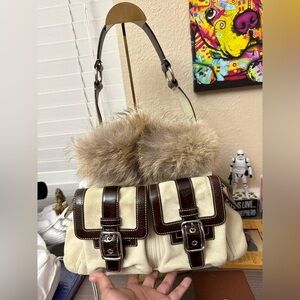 Sold on FB Vintage Coach F052-3643 Legacy Leather and Fur Satchel